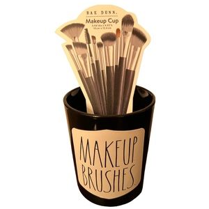 Rae Dunn makeup brush cup black & white NWT